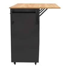 139x46 (71) X91.5cm Large Trolley / Dining Table, Solid Wood Case + Panel, Folding Panel, Wheel, Replaceable Solid Wood Leg, Suitable For Dining Room, Kitchen, Multicoloured Optional. - Black - View 9