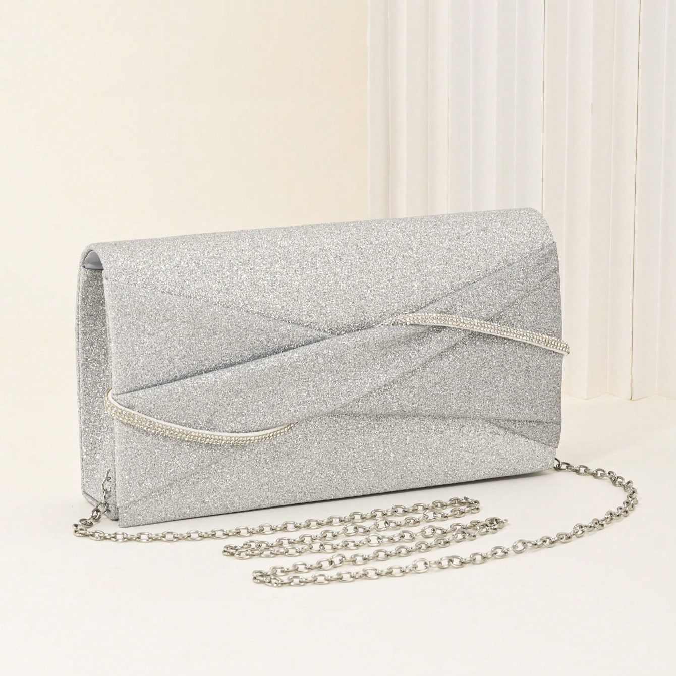 Bolso de mano de mujer, bolso de mano de noche, bolso de mano con pliegues de cristal brillante, cartera de sobre con brillo adecuada para fiestas de