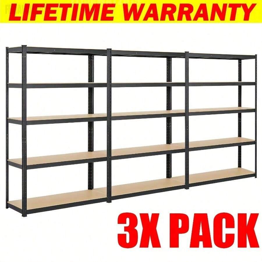 Pack Of 3 Garage Racking Units Garage Shelving 5 Tier Shelf Unit ...
