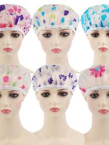 Set Of 12 Plastic Shower Caps For Hydration And Finishing Touches – Assorted Prints – Elastic And High-Quality Version - 6件套裝 - 查看 9