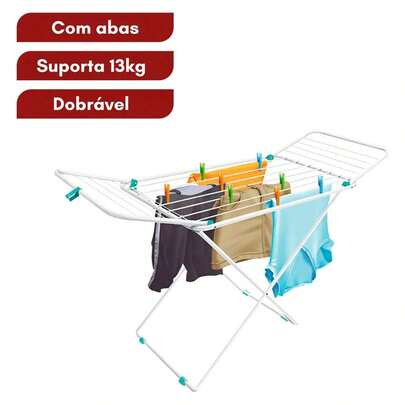 Varal De Chão Inox Reforçado Secalux Com Abas Dobrável Portátil Grande Roupas Apartamento