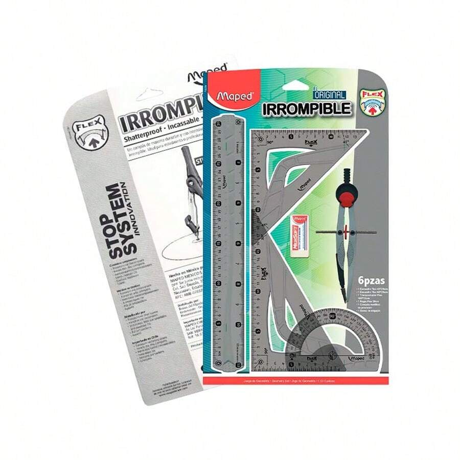 Juego Geometrico de 6 pcs Maped Inrompible + Compas - transparente - Ver 1