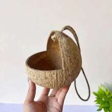 Natural Small Pet Coconut Shell Bird Nest, House, Bed, Breeding Nesting, Anti-Chew, With Warm Pad And Bell For Parrots, Cockatiel, Finch - Multicolor - View 17