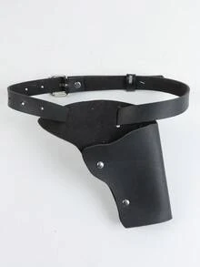 Adjustable Thigh PU Leather Holster, Vintage PU Leather Holster Suitable For Cosplay And LARP (Gun Not Included), Fits Gun Length: 16cm, Width: 10cm,Halloween - A - View 3