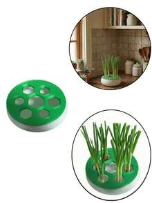 二合一（白色底座+绿色盖子）葱再生农场葱栽培盆，水培葱种植盆，室内厨房园艺家庭园艺，简约装饰 - A - 查看 4