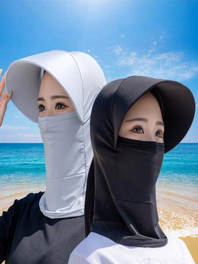 Outdoor UV Protection Ice Silk Sun Hat, Breathable Lightweight Ice Silk Material, Windproof Dustproof Outdoor Cycling Face Mask