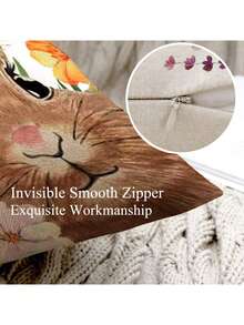 2 vỏ gối trang trí kiểu Phục Sinh, vỏ gối hình thỏ với họa tiết trứng Phục Sinh và thỏ, 100% sợi polyester không gây dị ứng, chất liệu vải lanh cổ điển, khóa kéo ẩn, có thể giặt máy, vỏ gối trang trí nhà cửa cho ghế sofa, phòng khách, phòng ngủ, không kèm ruột gối. - Nhiều màu - Xem 7