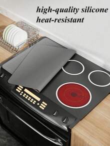 1pc 28"X20" Silicone Stove Top Cover Mat - Heat Resistant Glass Stovetop Burner Cover, Flat RV Cooktop Protector Pad, Extra Large Silicone Dish Drying Mat - Solid Color - View 2