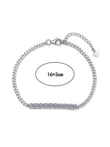 BLOVEMEE 1条奢华925银0.9克拉莫桑石手链，适合女性日常佩戴，亦可作为结婚纪念日、母亲节、情人节、生日、新年珠宝礼物。 - 銀色 - 查看 4