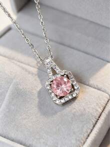 1件优雅方形水钻吊坠项链，不锈钢链，持久不褪色，适合日常佩戴和特殊场合。 - 人造鋯石項鍊 - 查看 11