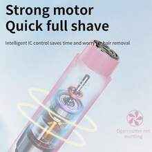 HYUNDAI 现代二合一女士电动理发器（粉色），双头身体剃毛器，防水，可充电，适用于比基尼线、腋下、腿部和面部毛发。 - 淺粉色 - 查看 4