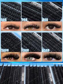 720/684/648pcs Eyelash Glue Set, Create Natural & Voluminous Lashes. D-Curl False Eyelashes, Soft & Fluffy, 9-16mm, Cluster Lashes, Individual Lashes, DIY Eyelash Extension - Baby Blue - View 10
