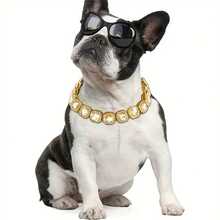 2pcs Luxury Hip Hop Pet Cuban Chain, Dog Rhinestone Necklace, Pet Alloy Collar Accessories, Hip Hop Style Decor, Suitable For Daily Wear And Parties - Multicolor - View 10