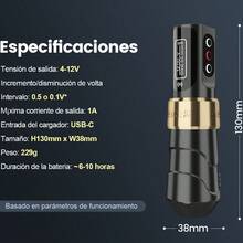 Máquina Para Tatuaje Profesional Rotativa Tipo 2 Baterías - Negro - Ver 3