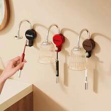 Minimalist Luxury Toothbrush Holder, Magnetic Closure Wall-Mounted Cup Rack, Bathroom Countertop Drainage Rack - Multicolor - View 5