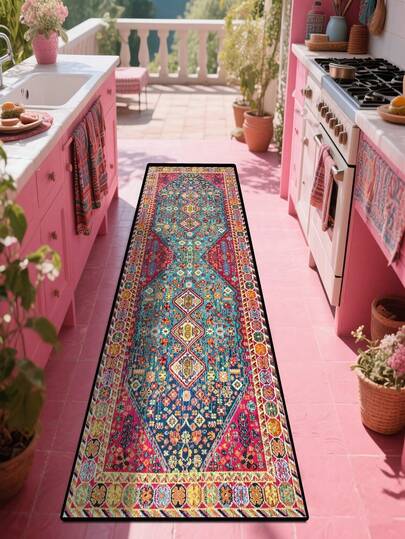 New Bohemian Runner Rug, Prayer Rug - Soft Plush Velvet, Suitable For Living Room, Bedroom And Home Decor, Machine Washable, High Pile, Perfect For Bedroom, Living Room Or Study, Comfortable Living Room Decor | Decorative Mat | Flannel Material, Suitable For Living Room Rug | Home Decor Carpet - All Season, Holiday Decor