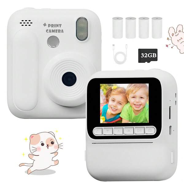 Sofort-Druckkinderamera, Sofort-Fotografie, Lernspielzeug zur Entwicklung, tragbare Kamera, digitale Selfie-Kamera, Outdoor-Erkundung, Familienerinnerungen, Aufzeichnung von Momenten, süßes Geschenk geeignet für Kinder von 3-12 Jahren