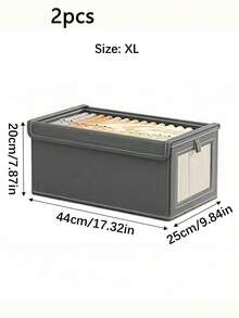 Large Storage Basket, Durable Fabric Wardrobe Storage Box With Transparent Window, Foldable With Lid, Suitable For Home Storage, Household Essentials Organization, Folding Storage Box, Clothes Storage Box, Storage Container - Grey - View 14