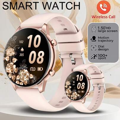 1.50 Inch Full Touch Screen Smartwatch For Men & Women, Wireless Call/Message, Dial Wallpaper, Multiple Sports Modes (Running, Hiking, Climbing), Phone/Remote Camera Control, Music Playback, Fitness Tracker, Wireless Music, Suitable As Gift For Friends, Couples, Elders On Festivals, Christmas, Birthday