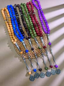 1 Piece 33pcs 10mm Green Glass Beads Single Strand Arabic Daily Wear Bracelet TASBIH - Multicolor - View 10