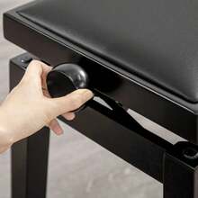 Piano Stool, Height-Adjustable Piano Bench With Leather Cushion, Imitation Leather, Rubberwood, Black, 63 X 33 X 45-56 Cm, Ideal For Pianists - Black - View 7
