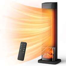 25" 1500W Tower Space Heater With 4 Modes, 3D Flame, LED Display, Tower Heater With 70 °Oscillation, 24 Hour Timer And Child Lock, For Living Room, Office, Bathroom (Black) - Xem 1