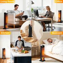 25" 1500W Tower Space Heater With 4 Modes, 3D Flame, LED Display, Tower Heater With 70 °Oscillation, 24 Hour Timer And Child Lock, For Living Room, Office, Bathroom (Black) - Xem 8