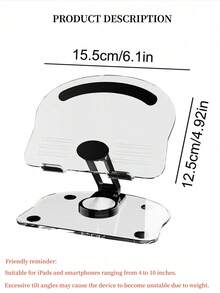 Giá đỡ điện thoại xoay được, giá đỡ điện thoại gập đôi, đế điện thoại để bàn có thể điều chỉnh hoàn toàn, giá đỡ máy tính bảng, phù hợp với bàn làm việc, đế dày, giá đỡ ổn định có thể điều chỉnh, có thể gập lại, phụ kiện bàn làm việc tại nhà/văn phòng, tương thích với iPad Pro 12.9 - Một kích thước phù hợp với tất cả - Xem 5