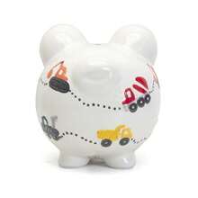 Hucha de Cerámica para Ahorro en Forma de Casa Temática de Acampada Regalo Decorativo para Niños y Adultos-B029 - Camiones de construcción de casco duro - Ver 3