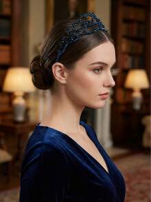 开斋节波西米亚风手工水晶串珠发箍，仙女风绕线发圈，优雅新娘婚礼派对舞会头饰（女士款） - 彩色 - 查看 7