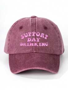 1pc Women's Embroidered "SUPPORT DAY" Washed Baseball Cap, Adjustable, Casual Sun Protection Hat Suitable For Valentine's Day, Spring/Autumn Travel, Versatile, Unisex Youth Y2K Style Sun Hat - Baseball Cap - View 24