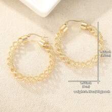 1 Pair Vintage Fashionable Hollow Circle Earrings, Suitable For Daily Wear And Vacation, Perfect Gift For Women - Gold - View 6