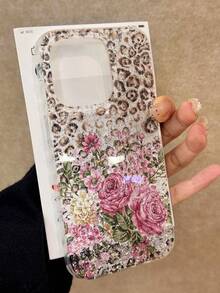 Leopard Rose Painted Epoxy Glitter Minimalist Shockproof Thick Phone Protective Case Compatible With IPhone 17/17 Pro/17 Pro Max, 16/11/16 Pro/16 Plus/16 Pro Max/16e, 15 Pro Max, 13/14/12/XS/XR, 15 Pro Max, 16 XR/7/8, 16 Pro Max, 15 Pro Max, 12 Pro Max, 13 Pro Max, 14 Pro Max, 13, 11, 12 Pro, 14, P11 Soft Shell, P12 Anti-Fall, XS.XR Phone Case, Protective Cover - Multicolor - View 2