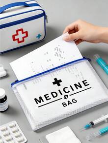 Medical Bag Pattern Mesh Cosmetic Bag, Portable Storage Pouch, Makeup Bag, Skincare Bag, Travel Essentials, Dorm Supplies, Bridal Party Gift, Large Capacity Transparent Nylon Zipper Makeup Bag - Lightweight, Medicine Storage Bag, Bathroom Storage Bag, Jewelry Storage Bag, Lip Gloss And Cosmetics Storage Bag, Perfect Gift And Souvenir For Birthday, Holiday, Party, Wedding (Bridesmaid), Valentine's Day And Ramadan - Multicolor - View 2