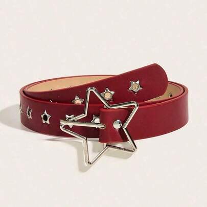 1pc Women's Versatile Star Hollow Design Waist Belt, Suitable For Street, Halloween, Summer, School, Autumn, Halloween And Other Occasions