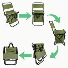 1pc Portable Folding Fishing Chair With Cooler Bag - Lightweight Outdoor Stool, Compact Foldable Design, Suitable For Fishing, Hunting, Beach, Camping, With Portability And Beverage Storage Function - Multicolor - View 5