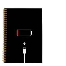 1pc Battery Empty A5 Spiral Notebook Black/White - A - View 2