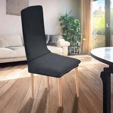 LABBA Fundas para Sillas de Comedor Elásticas Pack de 6 Piezas 65x47x47 cm Protectores Lavables y Removibles Marrón Oscuro - Gris Oscuro - Ver 7