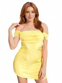 Women Strapless Bodycon Dress Elegant Solid Color Open Back Sleeveless Summer Mini Dress For Party Club - Yellow - View 7