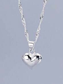 Collar con colgante de corazón de plata de ley - perfecto para uso diario en San Valentín - collar de amor - Ver 8