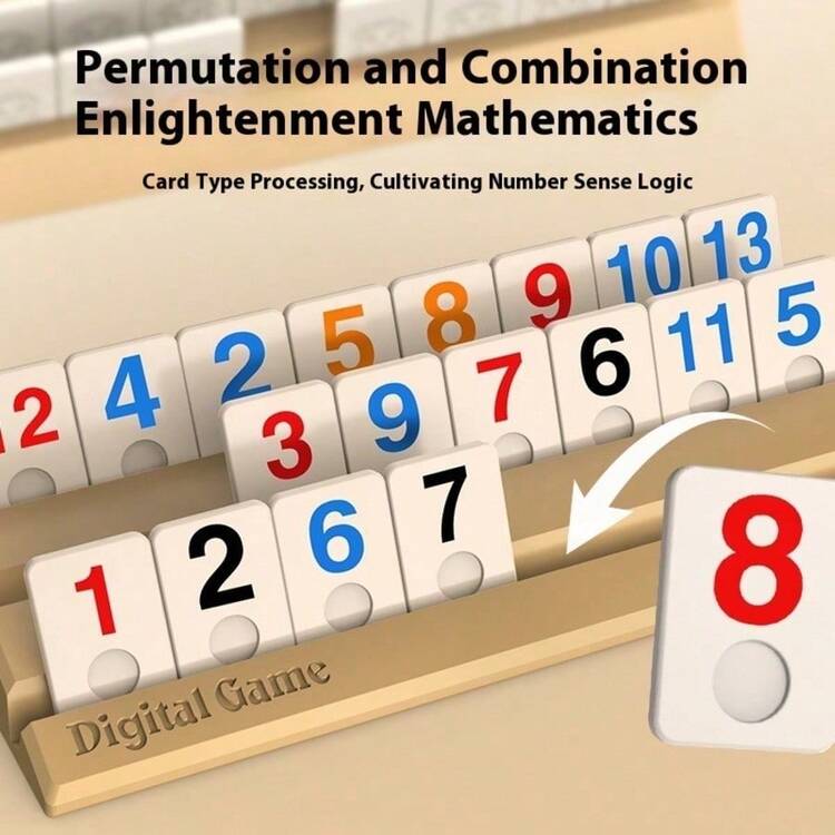 一套大号拉米数字卡，包括 112 张大号 ABS 数字卡、4 个大号 3D 底座/支架、一个大号便携式旅行收纳袋，非常适合家庭聚会、派对、生日以及圣诞节礼物。 - 彩色 - 查看 7