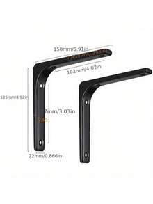 2个重型L型铁艺置物架支架 - 直角支架，适用于壁挂式家具、工业风装饰五金 - 彩色 - 查看 16