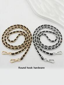 1条120厘米长PU皮肩带，适用于斜挎包、单肩包，可用作手提包替换配件，宽8毫米，可用作包链、手机挂绳 - 黑色 - 查看 5