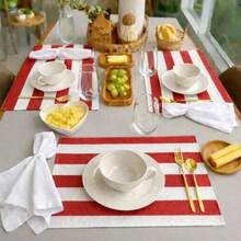 4-Place Placemat Kit 45cm X 30cm Printed - 紅白色 - 查看 2