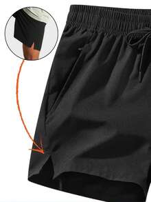 Men's Dry Fit Bermuda Shorts With Elastane - Stretchy Bermuda Shorts With Quick-Drying Fabric - Ideal For Gym, Running, And Diving. - Đen và Trắng - Xem 4