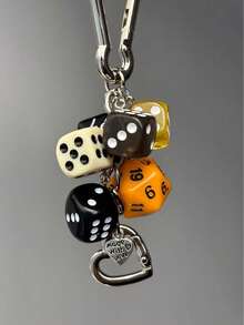 1 st unisex moderiktig lyckotärningsnyckelring, nytt snyggt mångfacetterat tärningsfodral till telefon, väska, bilnyckelring med hänge - Multifärgad - Visa 5