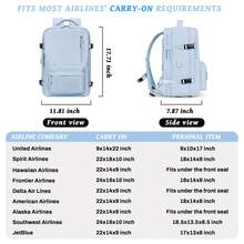 17-Inch Laptop Business Work Waterproof Backpack, Large Travel Backpack For Both Men And Women, Handbag, With Laptop Compartment, Suitable For Carry-On Luggage, Carry-On Luggage Box, Super Large Travel Backpack, Suitable For Business Trips, Travel Bag, Suitable For School, Suitable For Both Men And Women. - 淺藍色 - 查看 3