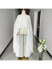 Chiffon Bridal Cape, High-Low Hem Bridal Cloak, Lightweight Bridal Shawl - B - View 11