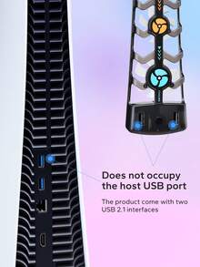 PlayStation 5 Slim / PlayStation 5 主机主动散热风扇，增强型后置散热片，三档风速调节，USB供电智能温控，高效散热防止过热，游戏主机散热配件，低噪音运行，性能稳定，适合长时间游戏，集成式散热风扇支架，适用于数字版和光盘版。 - 彩色 - 查看 2