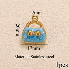 1件装不锈钢时尚心形、十字架、牛头造型包包挂饰，可用于装饰包包、项链和耳环，是DIY珠宝制作的理想配件，适合日常佩戴。 - 金黃色 - 查看 7
